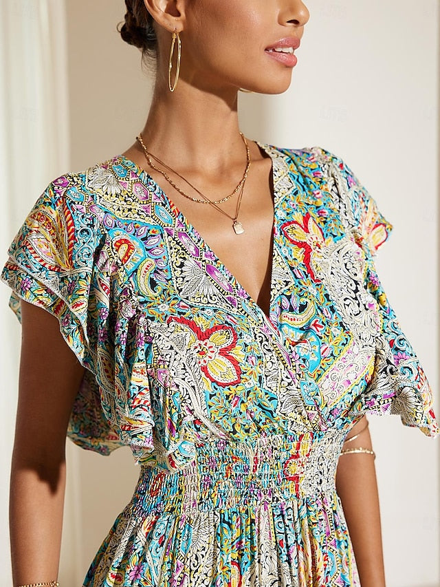 Sienna Floral Ruffle Midi Dress